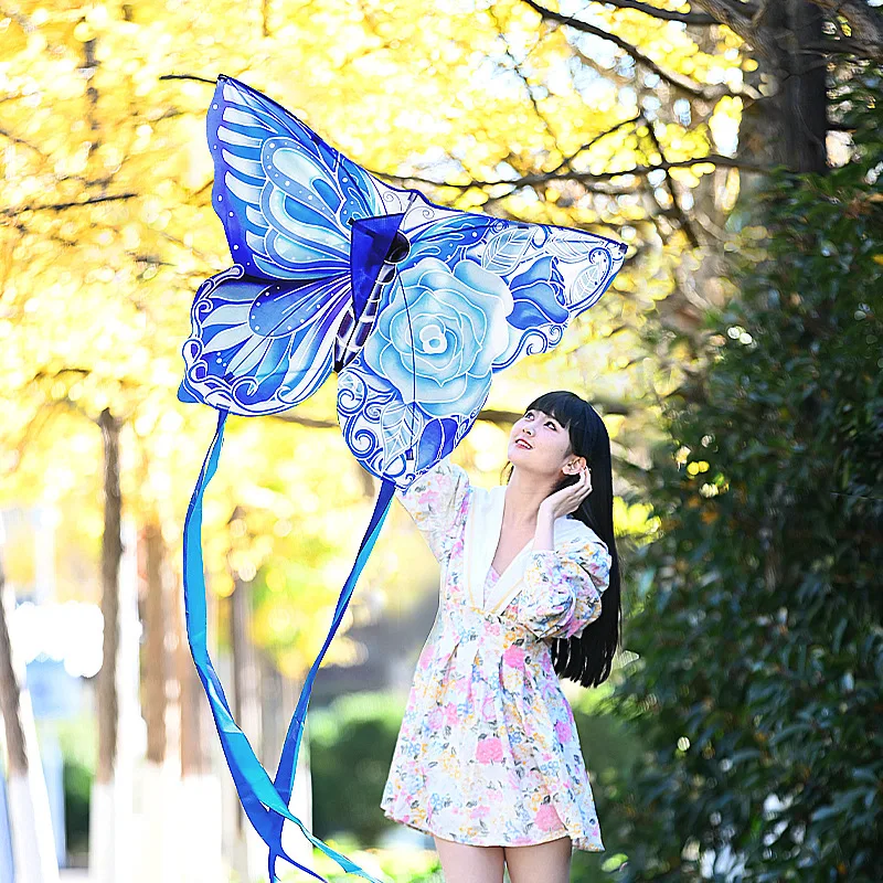 

Kite Grassland Kite Breeze to Fly Children Adult Butterfly Long Tail Kites String Gingham Outdoor Fun Sports Game Toys 1.4m
