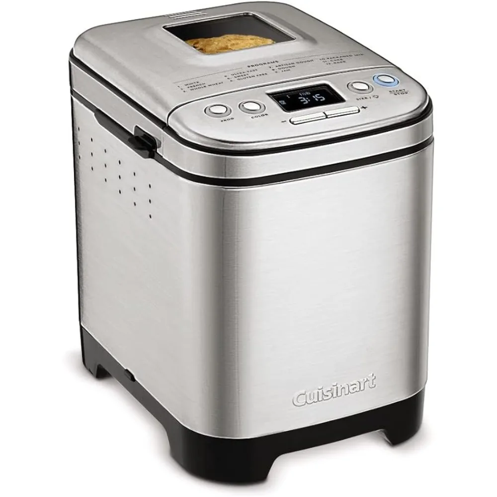 Bread Maker Machine, Compact and Automatic, Customizable Settings, Up to 2lb Loaves, CBK-110P1, Silver,Black