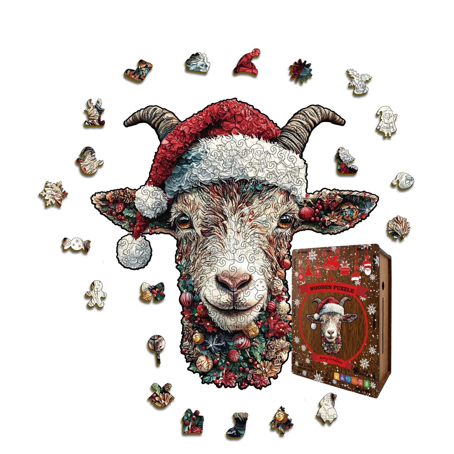 180개 크리스마스 사슴 나무 퍼즐 불규칙한 모양의 직소 퍼즐 게임 생일 크리스마스 선물 돼지 저금통 크리스마스 홈 데코