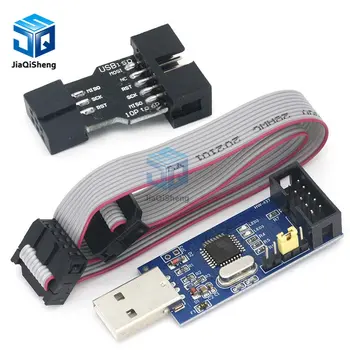 1 takım USBASP USBISP AVR programcı USB ATMEGA8 ATMEGA128 ATtiny/CAN/PWM 10Pin tel modülü DIY + 10Pin 6 Pin adaptör panosu