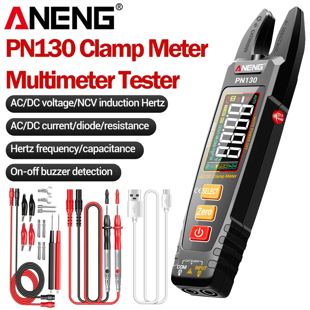 Digital Multimeter Clamp Meter ANENG PN130 AC/DC Voltage Current Protable NCV Voltage Detection Professional Electrician Tools
