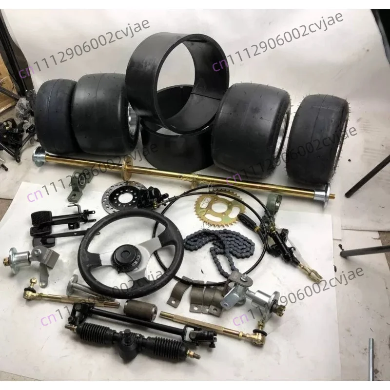 Homemade Drift Four-wheel Kart Accessories Modified Frame Front and Rear Suspension Steering Rear Axle Rear Axle 5-inch Tires