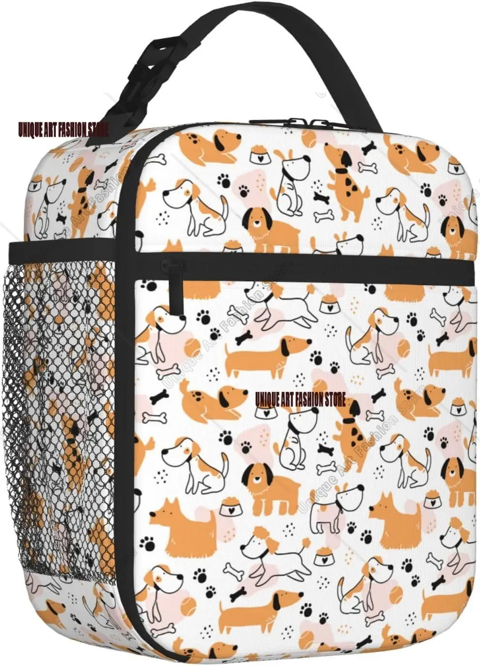 

Cute Dog Puppy print Cooler Lunch Box Insulated Cooler Reusable Lunch Bag Container Gifts for Work Office Picnic Travel School