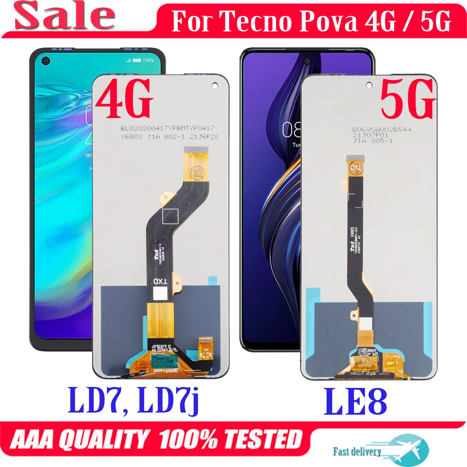 

For Tecno Pova 5G LE8 LD7 LD7j LCD Display Touch Screen Digitizer Assembly Replacement