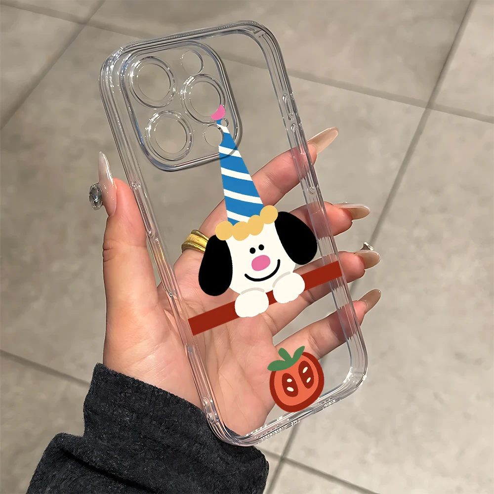 Party hat puppy Silicone Phone Case for iPhone 17 16 15 14 13 12 11 Pro Xs Max Air Mini 7 8 6 6s Plus SE 2020 2022 Cover