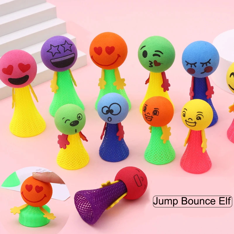 10Pcs Bounce Elf Small People Party Toys Colorful Jumping Doll Stress Release Toys for Boys Girls Reward Gifts Party Favors