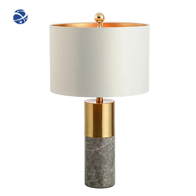 

Simplicity Modern Hotel Bedside Light Cross Border Glass Lamp Desk Nail Salon Table Lamp Fabric Desk Led With Marble Base