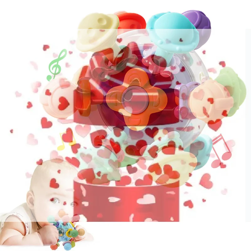 【BS】아토믹 볼 베이비 몬테소리 감각 발달 장난감 (0-6개월, 6-12개월), 식품 등급 치발기