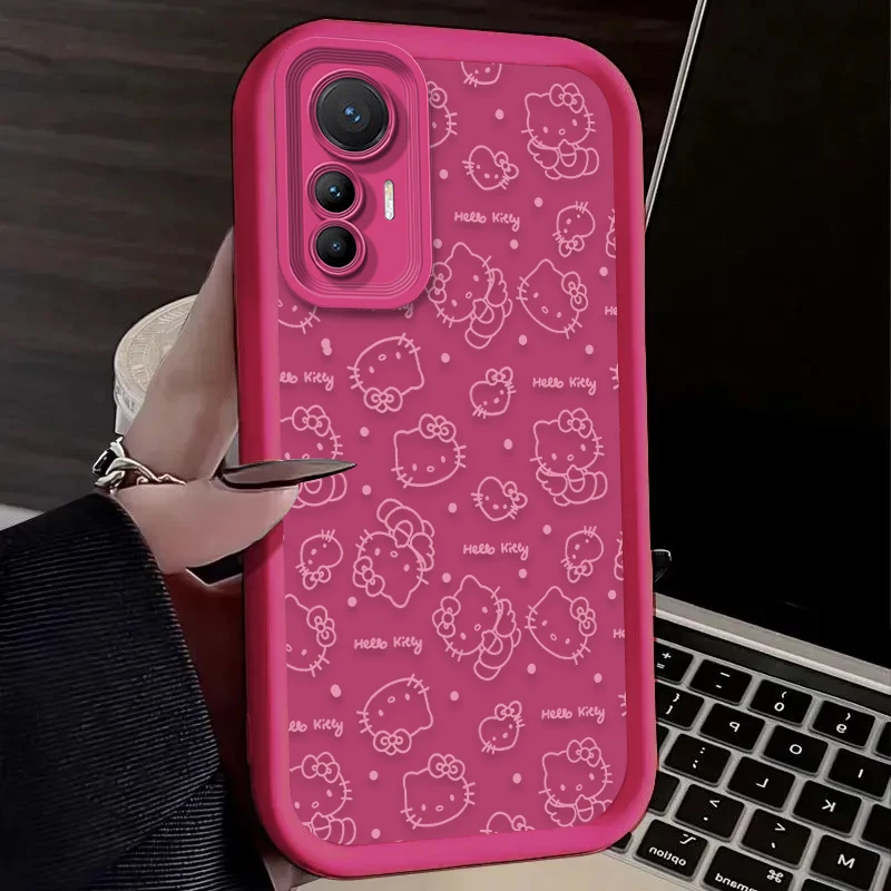 귀여운 헬로키티 샤오미 미 15 울트라 14 13 12 12S 12X 11 라이트 5G NE 13T 12T 11T 14T 프로 소프트 실리콘 폰 케이스