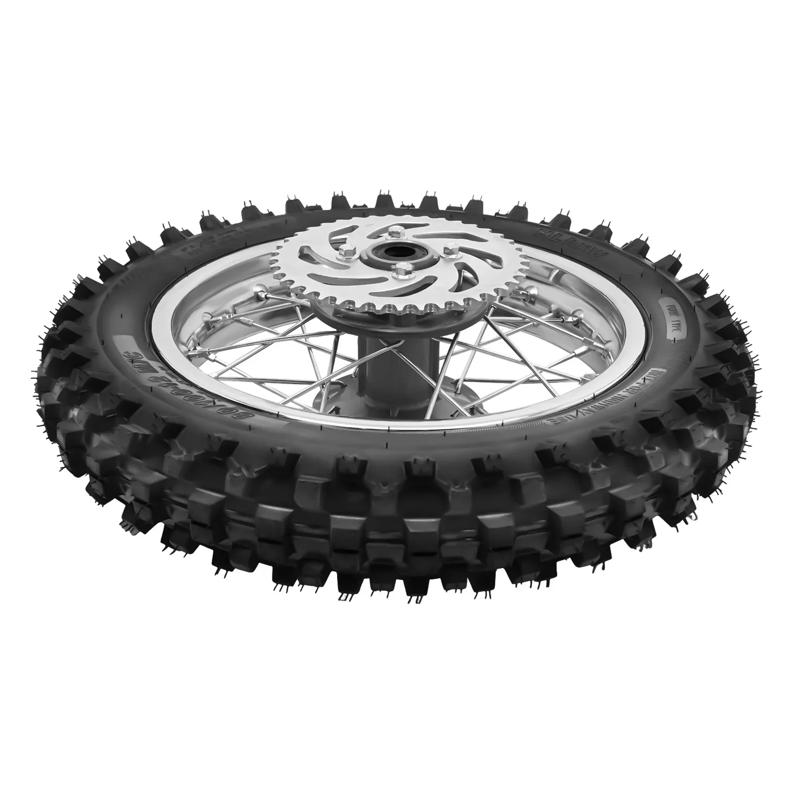 

Dirt Pit Monkey Bike 80/100-12 Tire and Rim Assembly with Inner Tube - 18.5 Inch Disc Brake Rim for Rear Wheel