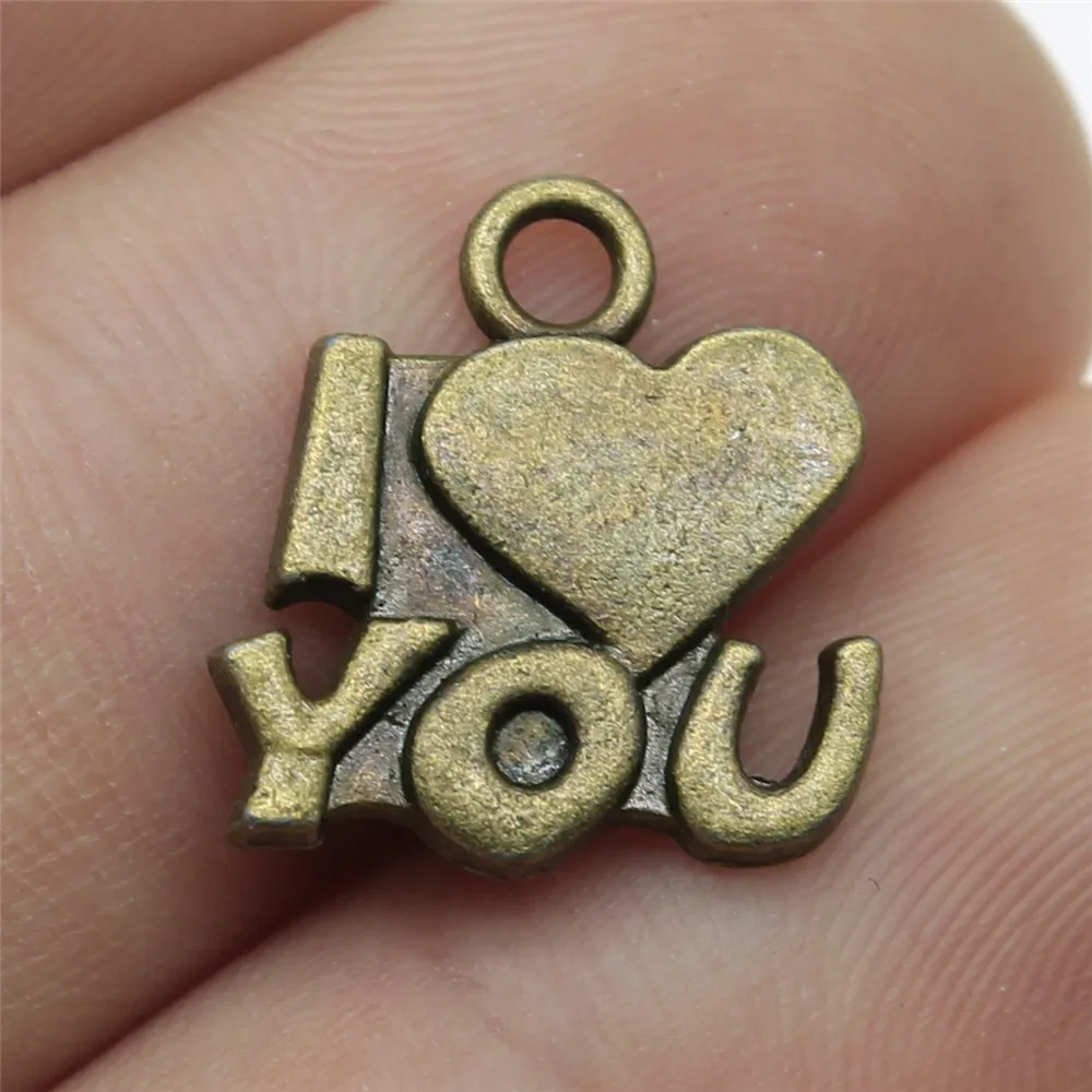 

10pcs 15x15mm 2 Colors Antique Silver Color Antique Bronze Color I Love You Charms Handmade Jewelry Making Accessories