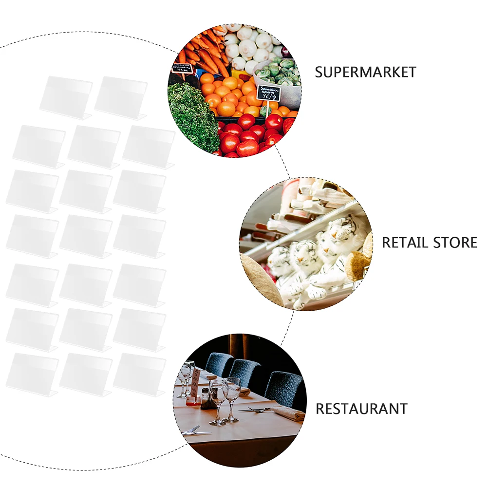 

10pcs Price Tag L Shape Clear Label Holder Acrylic Sign Display Stand Sturdy Transparent for Supermarket Retail Store
