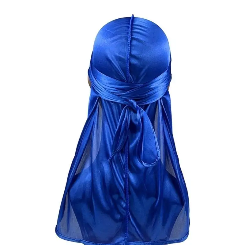 A52E Men's Long Tail Headwrap Breathable Silky Turban Durag for Dreadlocks Braid for Post Swim and Workout Everyday Headwear