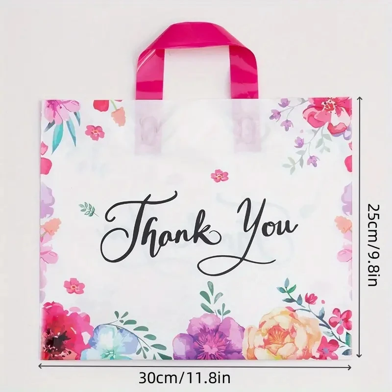 50/20pcs Floral Gift Bag, Bright Tote Bag, Reusable, Shopping Wedding Birthday Party Color Boutique Bag Christmas Halloween