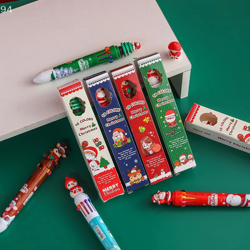 2 صناديق لطيف الكرتون عشرة ألوان قلم حبر جاف الإبداعية اللون حساب اليد الصحافة القلم طالب عيد الميلاد لوازم مكتبية الهدايا #3