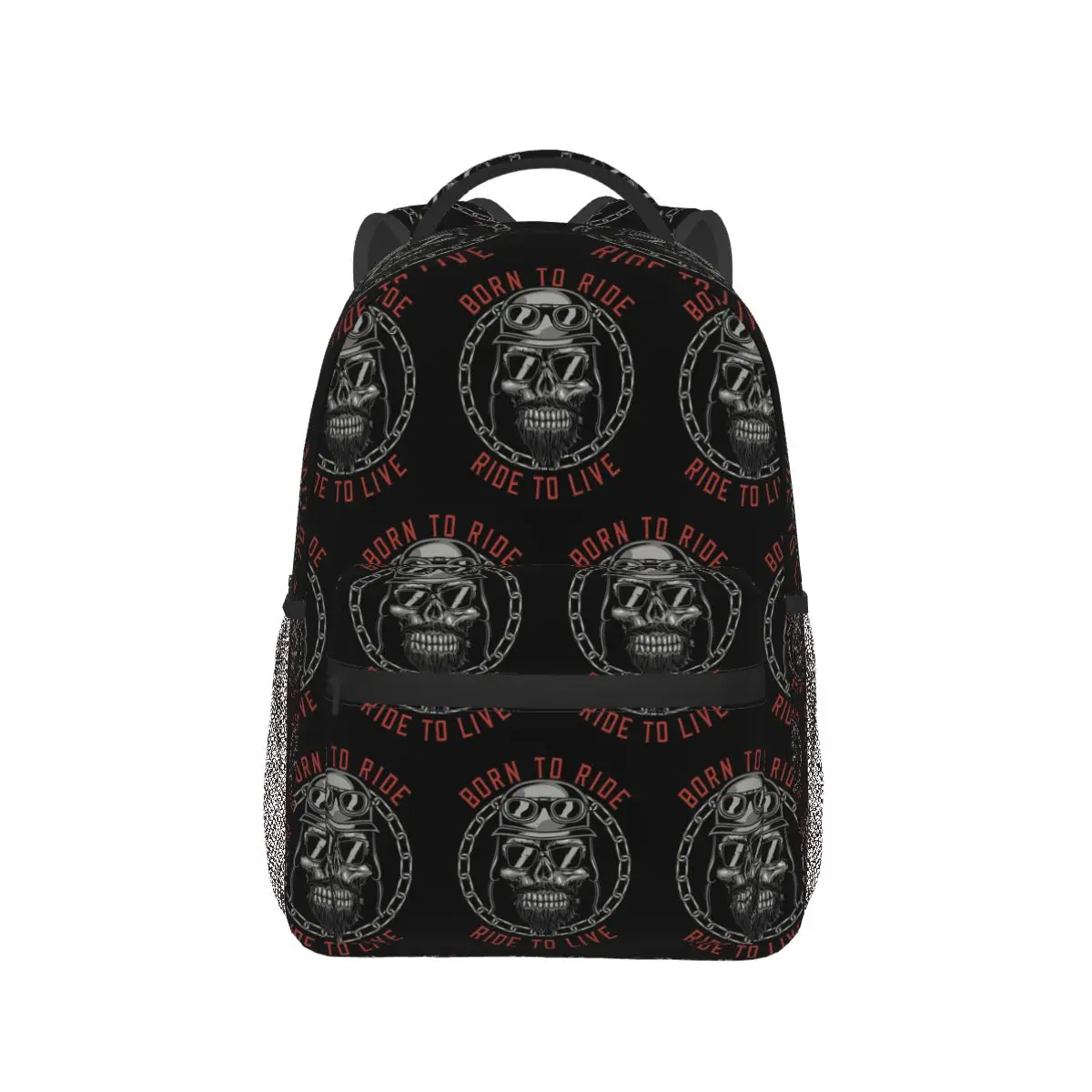 Motorcycle Chopper Bike Club Student Backpack School Bag Hiking Travel Daypack for Boys Girls Fashion Bookbag Shoulder Bags