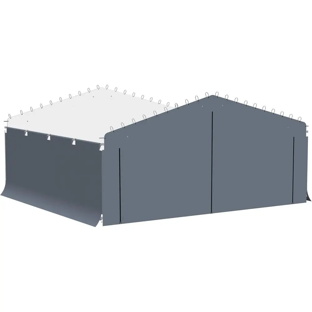 

20' x 20' x 7' Steel Carport with Enclosure Kit and Fabric Wall Panels
