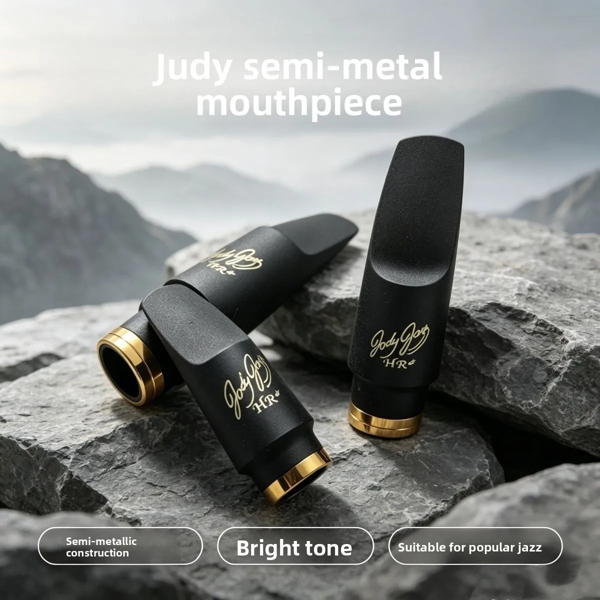 HR Original Alto Saxophone Hard Rubber Mouthpiece New Reed Tenor Soprano Pop with Metal Ring 5/6/7/8
