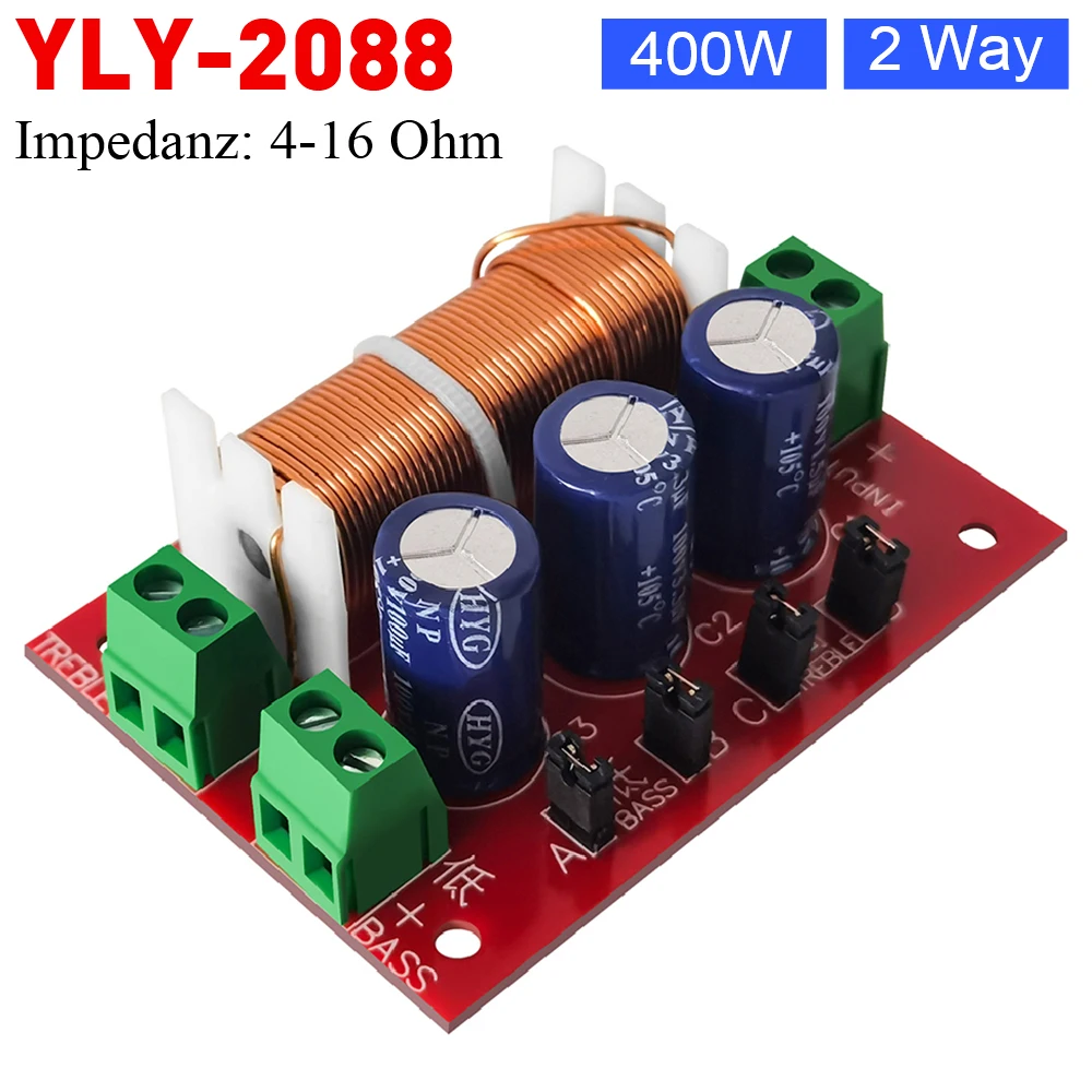 YLY-2088 400W Speaker Frequency Divider Adjustable 2 Way Crossover Filters 1 Unit Audio Speaker Frequency Divider Full Range