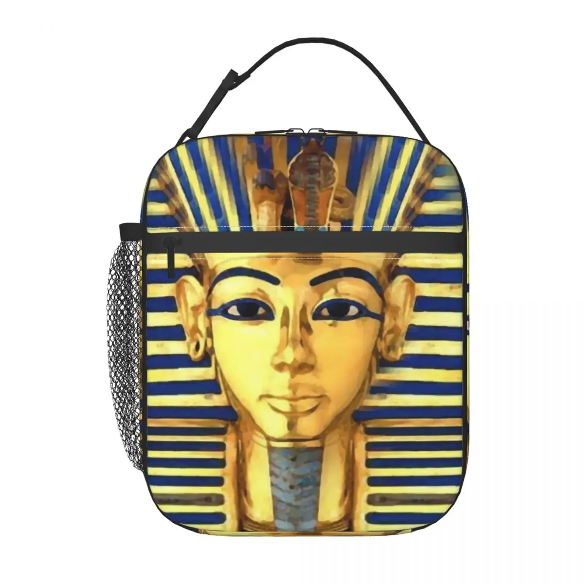 Pharaoh King Tut Gold Lapis Insulated Lunch Tote Bag for Women Egypt Egyptian Portable Cooler Thermal Bento Box School