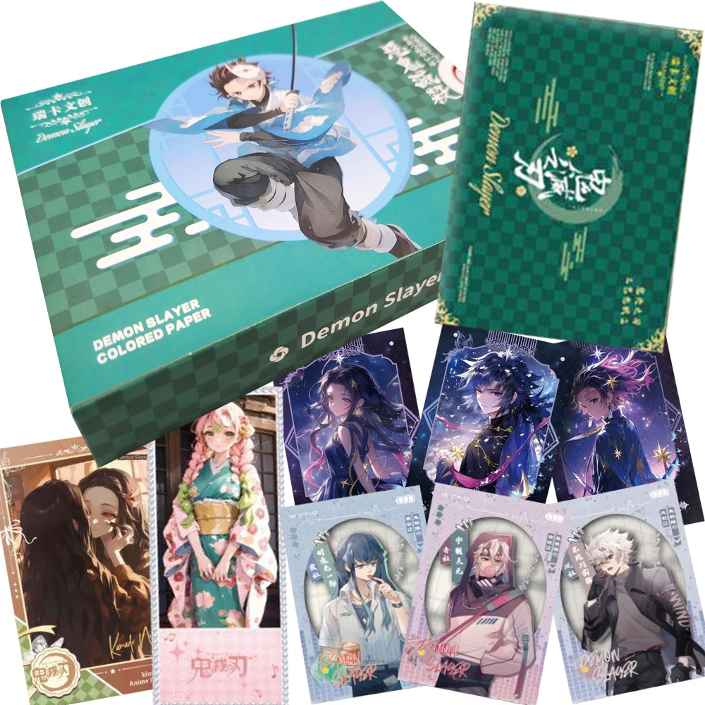 مجموعة بطاقات شيطان القاتل شخصية أنيمي عادية موضة ملونة تصميم شفاف ملون ورقة بطاقة هدية عيد ميلاد للأطفال