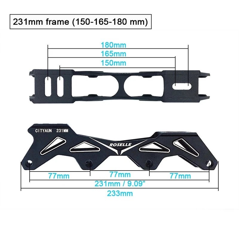 231 165mm Inline-Skate-Rahmen Flat Style für Slalom-Rollschuhe mm Montage abstand Chassis