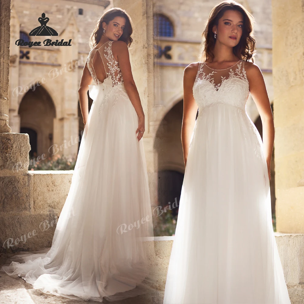 Bow Sweetheart Elegant A Line Wedding Dresses 2027 Appliques Beaded Cut Out Bridal Gown Customized Vestido De Novia