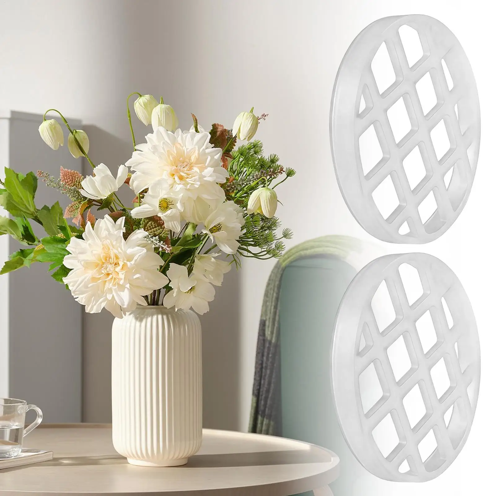 Silicone Flower Arranging Grid 2 Pack Stretch Reusable Floral Stem Netting Holder Vase Insert Bouquet Arrangement Organizer