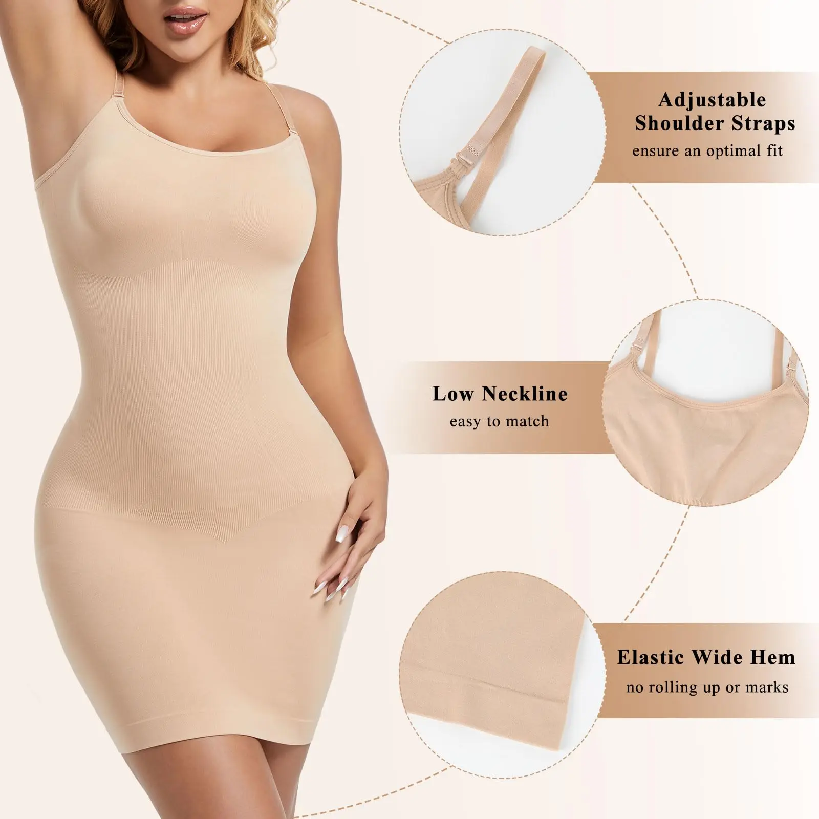 Womens Shapewear Dresses New Tummy Control Body Shaper Slimming Waist Butt Lifter Bodysuits Camisole Dresses Lady Underwear