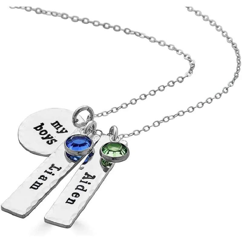 

Personalized Name Necklace - Genuine .925 Sterling Silver with Birthstone Crystals, Custom Gift for Mom