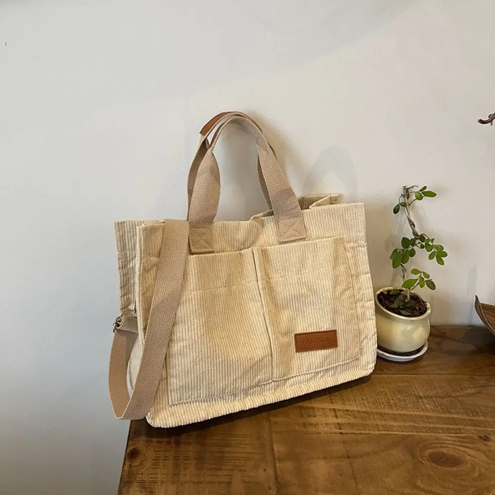 

Повседневная вельветовая сумка-тоут большой емкости, модная парусиновая сумка в корейском стиле, простая портативная тканевая сумка для путешествий