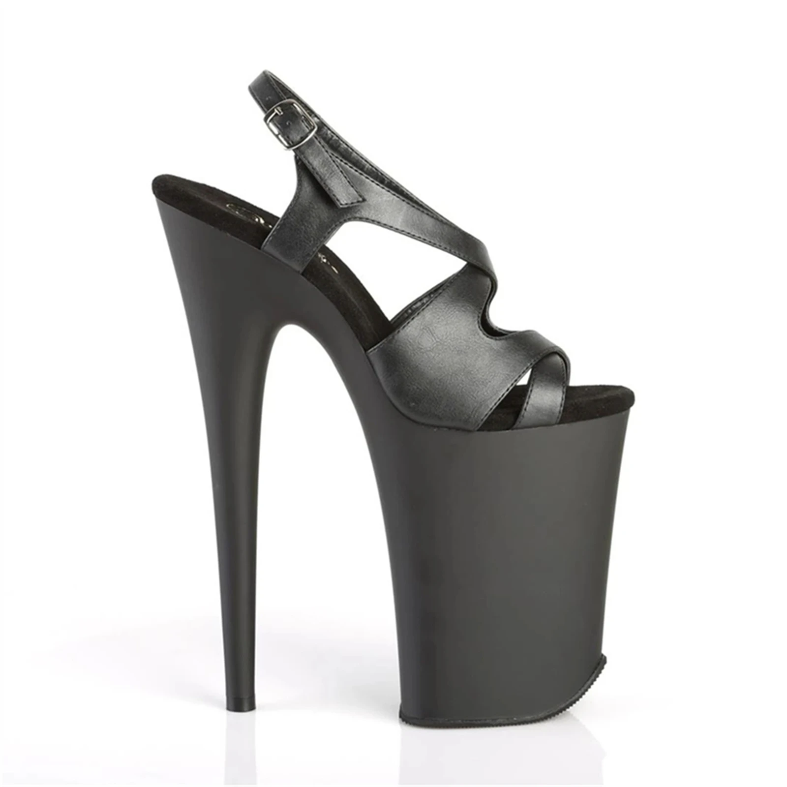  YADI 23CM صنادل كعب متطرفة باللون الأسود، كعب منصة بمقدمة مفتوحة مع حزام للكاحل وأشرطة متقاطعة، أحذية صنم قوية  #6