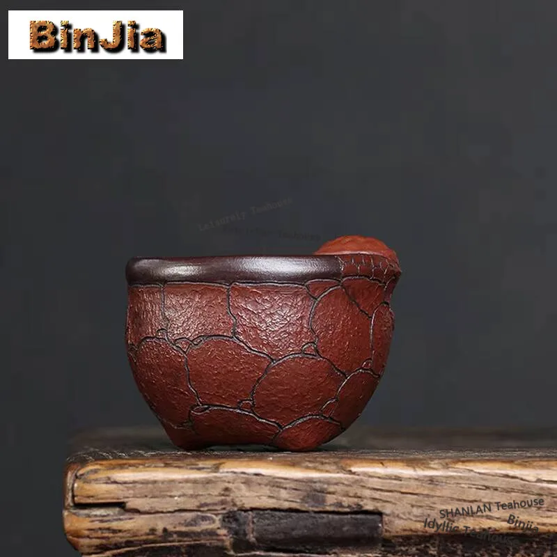 

170 мл подлинная фиолетовая глиняная чайная чашка Исин ручной работы с узором Линчжи, чайная чаша из необработанной руды, грязевая мастер-чашка, кружки для чая, чайный сервиз по индивидуальному заказу