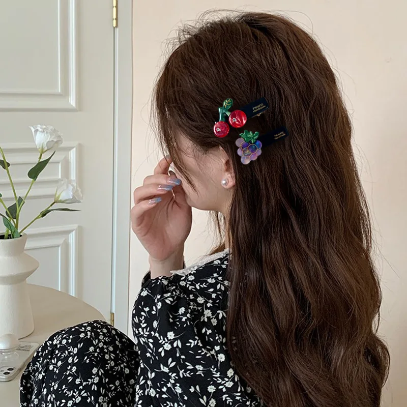 Acetate fruit small grab clip princess head hairpin cute sweet beautiful woman hairpin pineapple cherry mango clip hair accessories