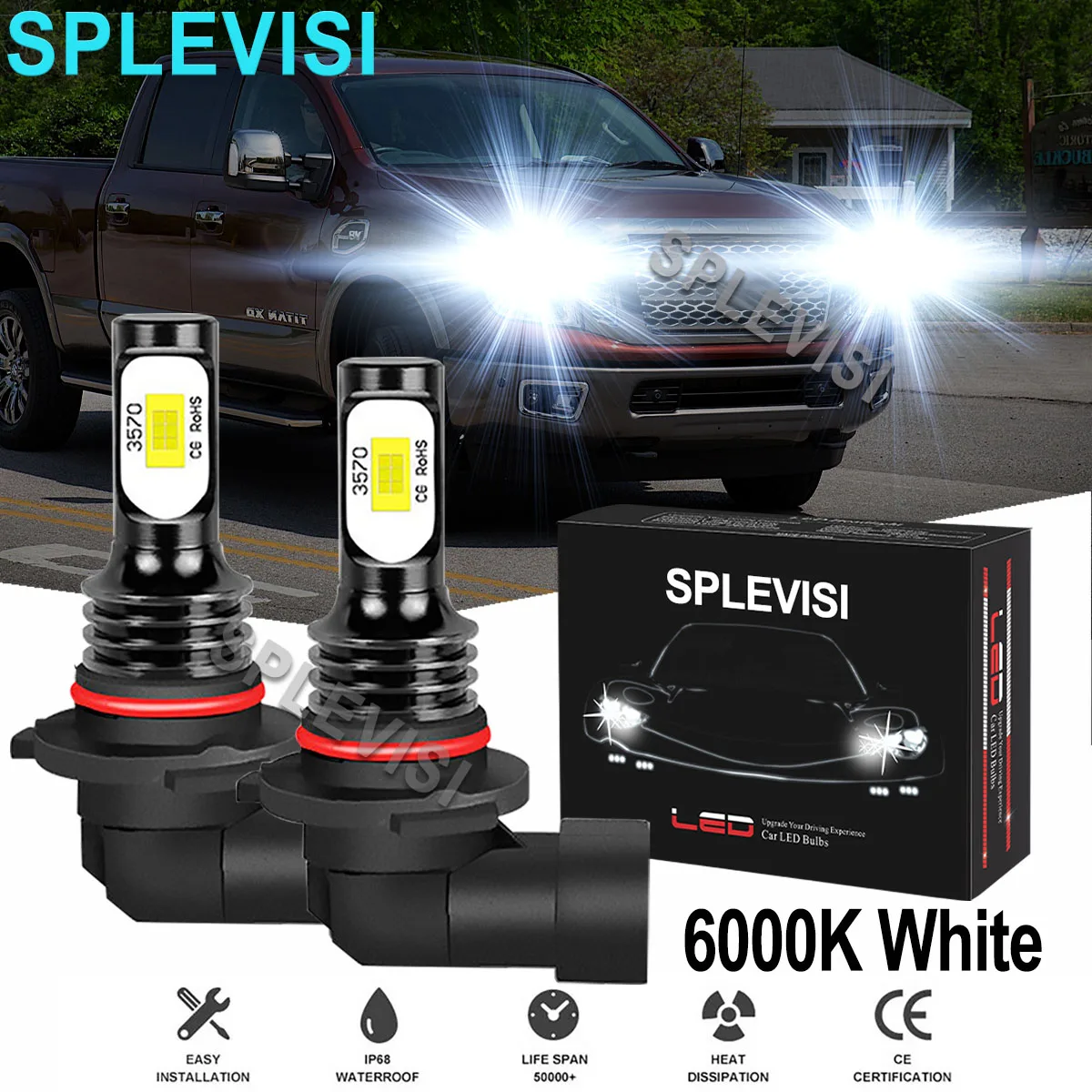 

2x70W White Car LED Headlight High Beam Bulbs 6000K Fit For Nissan Titan 2004-2015 Nissan Armada 2005-2015 Altima 2002-2006