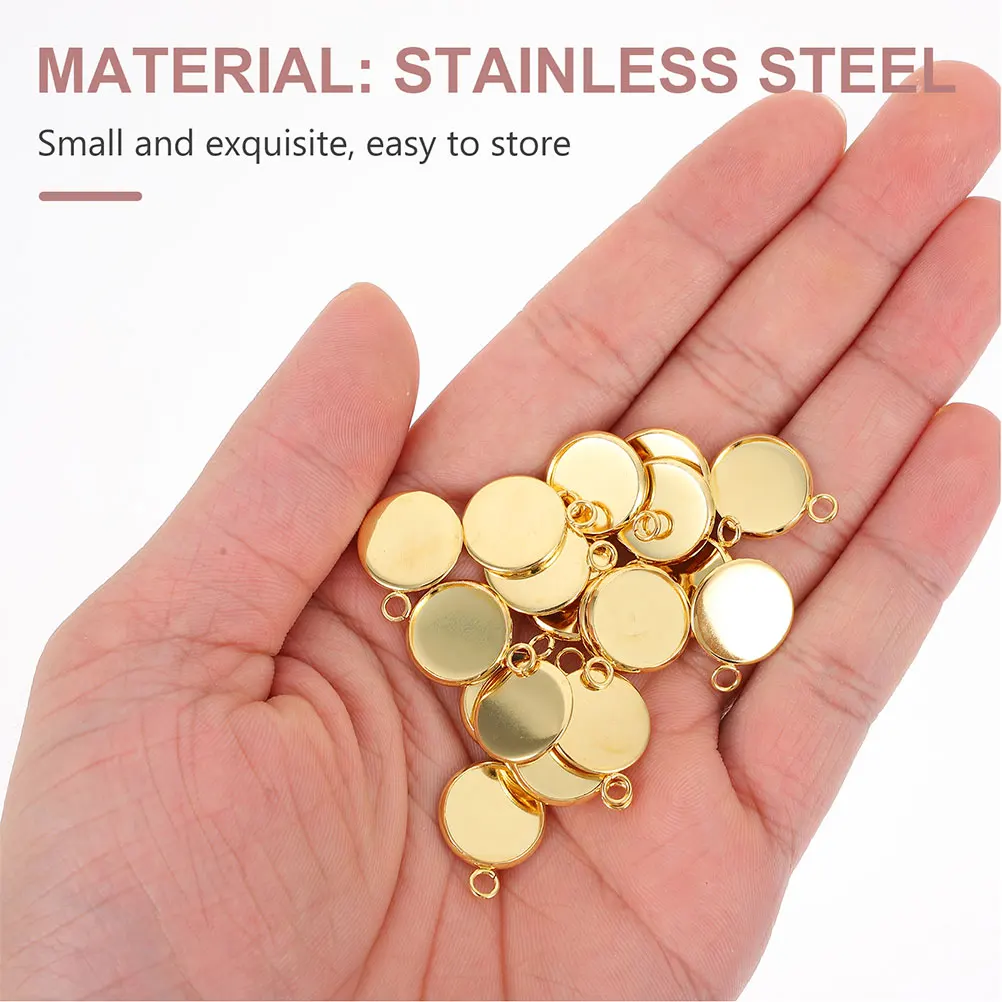 

50pcs Round Blank Bezels Stainless Steel Jewelry Pendant Trays Diy Gems Decoration Hanging Hole Charm Accessories Durable Metal