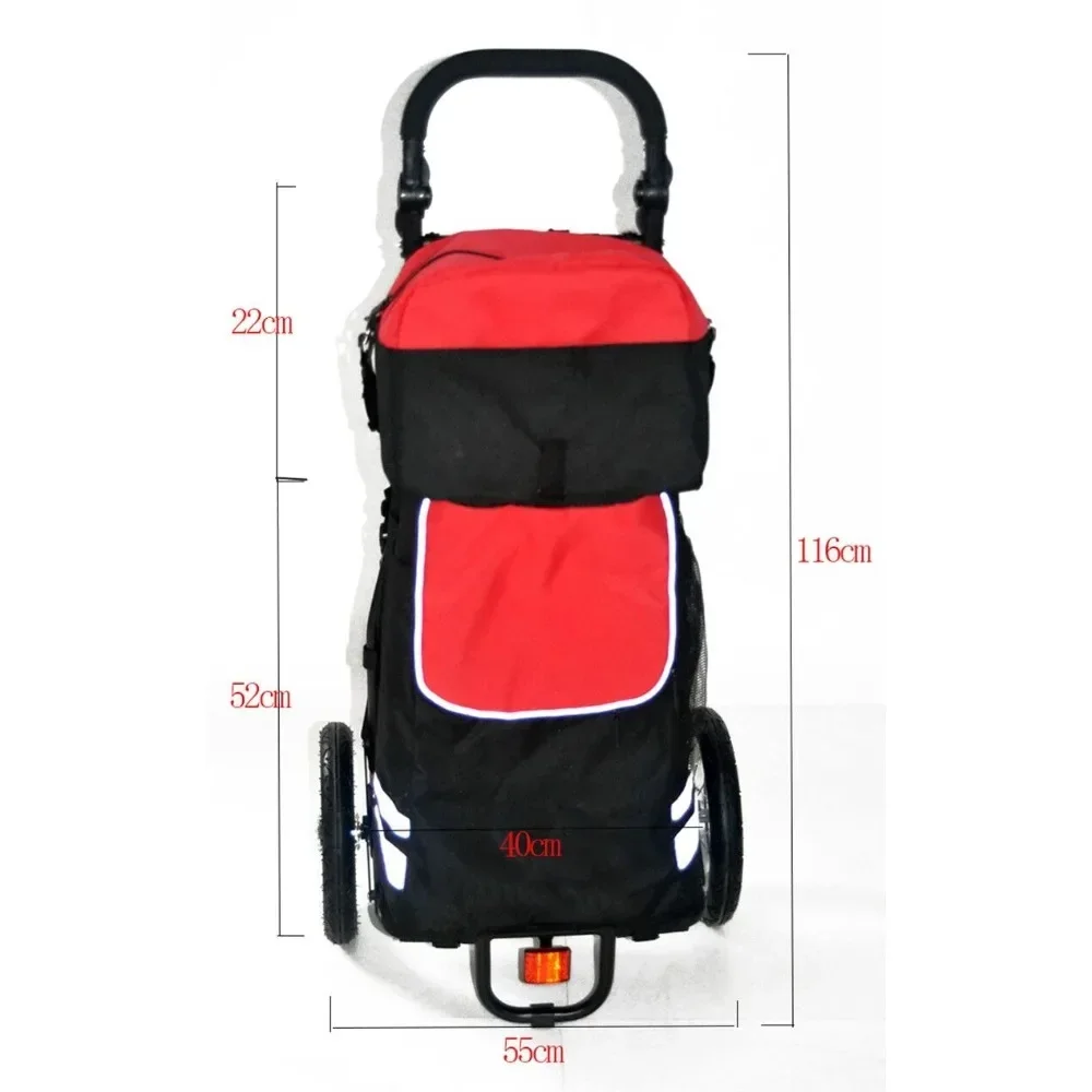 Bicycle Trailer, 12 inch Air Wheel Shopping Trolley Luggage Cart Folding Bike Cargo Trailer with Big Bag And Contacter
