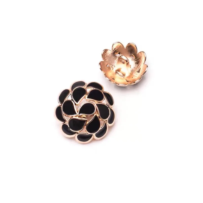 10PCS Vintage Flower Metal Button 15/18/20/23/25MM Sweater Clothing Shanked Flower Decorative Buckle