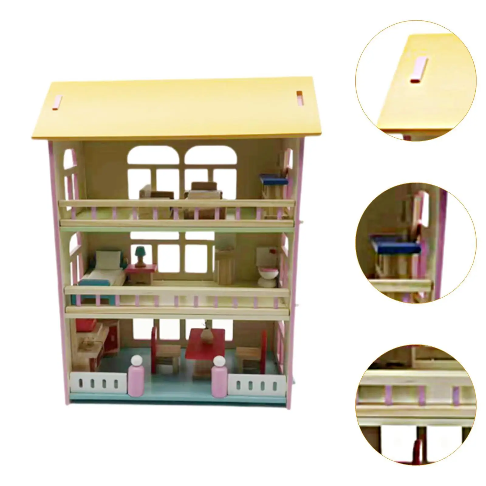 Casa de bonecas de madeira villa casa de boneca playset com móveis pequena sala fazendo kit casa de boneca em miniatura para meninas para meninas