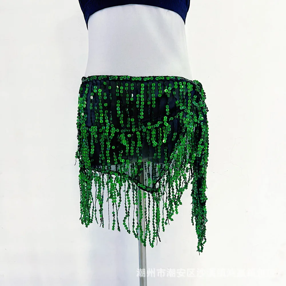 Customized Belly Dance Tassel Waist Chain Bohemian Hip Scarf Skirt New Glitter Belt Performance Waist Scarf in Stock