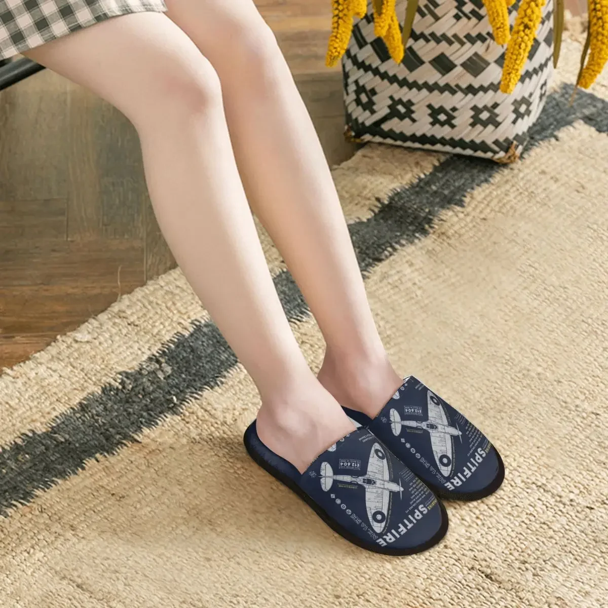 Supermarine Spitfire House Slippers Women Comfy Memory Foam Fighter Pilot Aircraft Airplane Plane Slip On Bedroom Slipper Shoes image 5