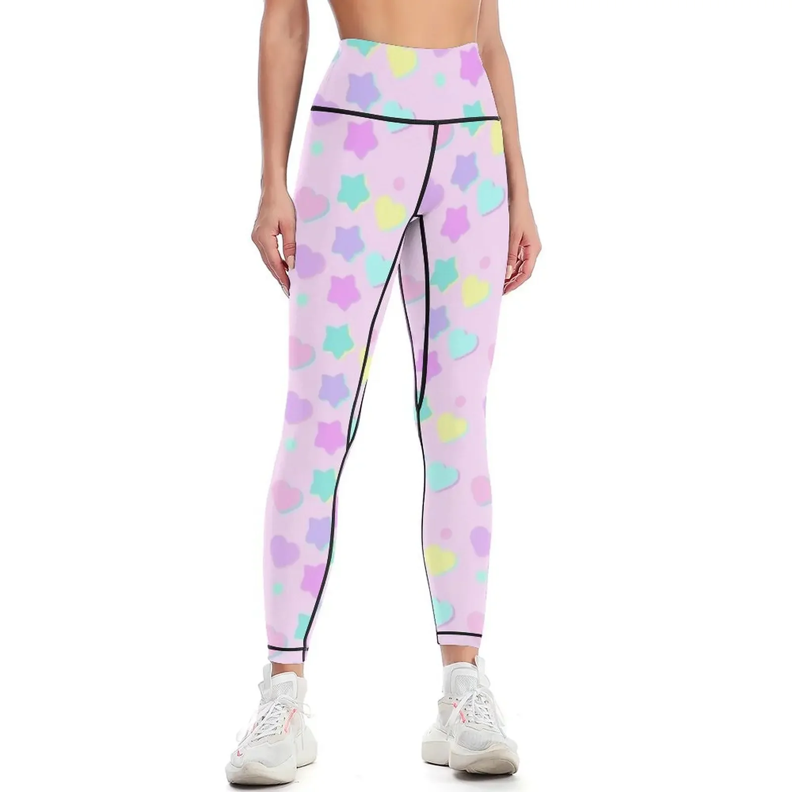 

Candy hearts and stars! Pink ver. Leggings gym top sports for Sweatpants Women's high waist Womens Leggings