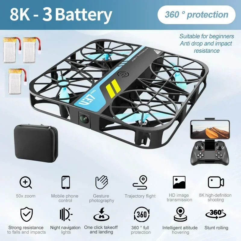 4DRC V37  Mini  Drone with Camera 8K HD Easy To Carry WiFi FPV Dron Pocket Rc Helicopter Quadcopter Family Toys Gift