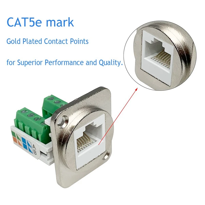 RJ45 adaptor Terminal sekrup dudukan Panel, Terminal tanpa solder tipe D konektor dudukan Panel RJ45/8P8C