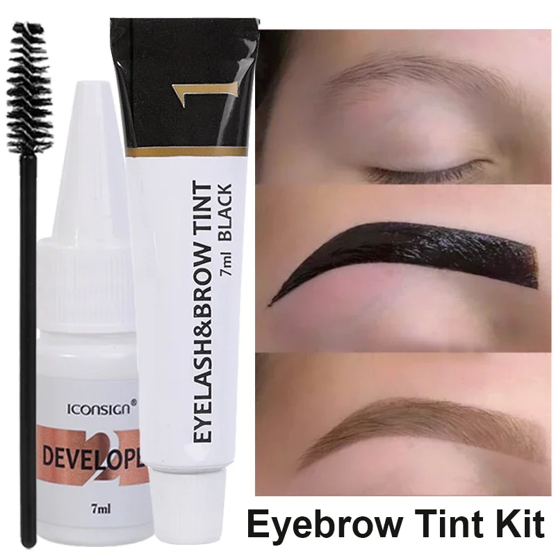 Waterproof Dye Eyebrow Gel Lifting Lash Cream 2 in 1 Fast Tint Semi Permanent Black Brown Eyebrow Enhancer Tattoo Pigment Makeup