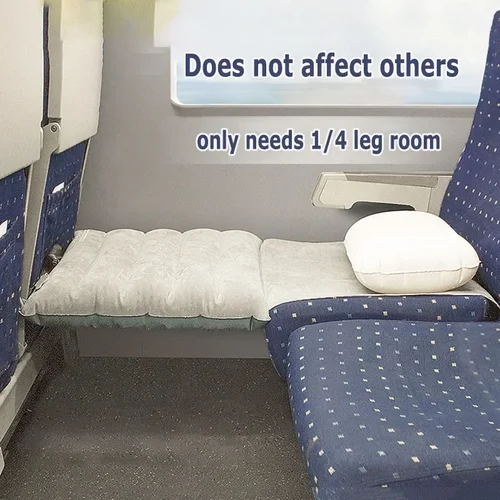 Imagen 2 del producto Hamaca con reposapiés ajustable con almohada inflable, funda para asiento, aviones, trenes, autobuses, columpio, silla para exteriores, hamaca de viaje