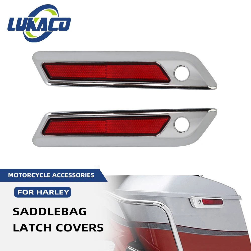 

Motorcycle Hard Saddlebag Latch Reflector Cover ABS Plastic For Harley Touring Road King Road Glide Street Glide 2014-Later