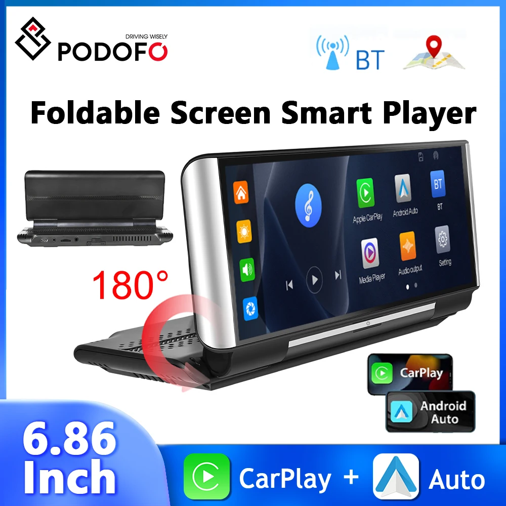 

Podofo 6.86inch Car Monitor CarPlay Android Auto Bluetooth AI Voice Dash Camera Dashboard Car DVR For Toyota Honda Hyundai Ford