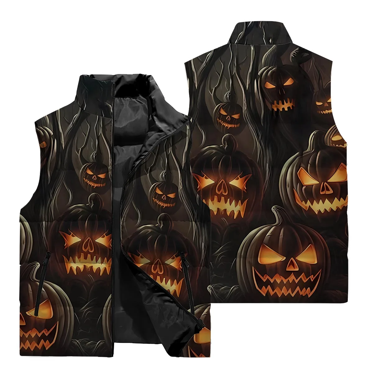 Halloween New Men's Winter Jacket, Lithium Fleece Jacket, Lightweight Cotton Jacket, Spider Painting 3D Printing