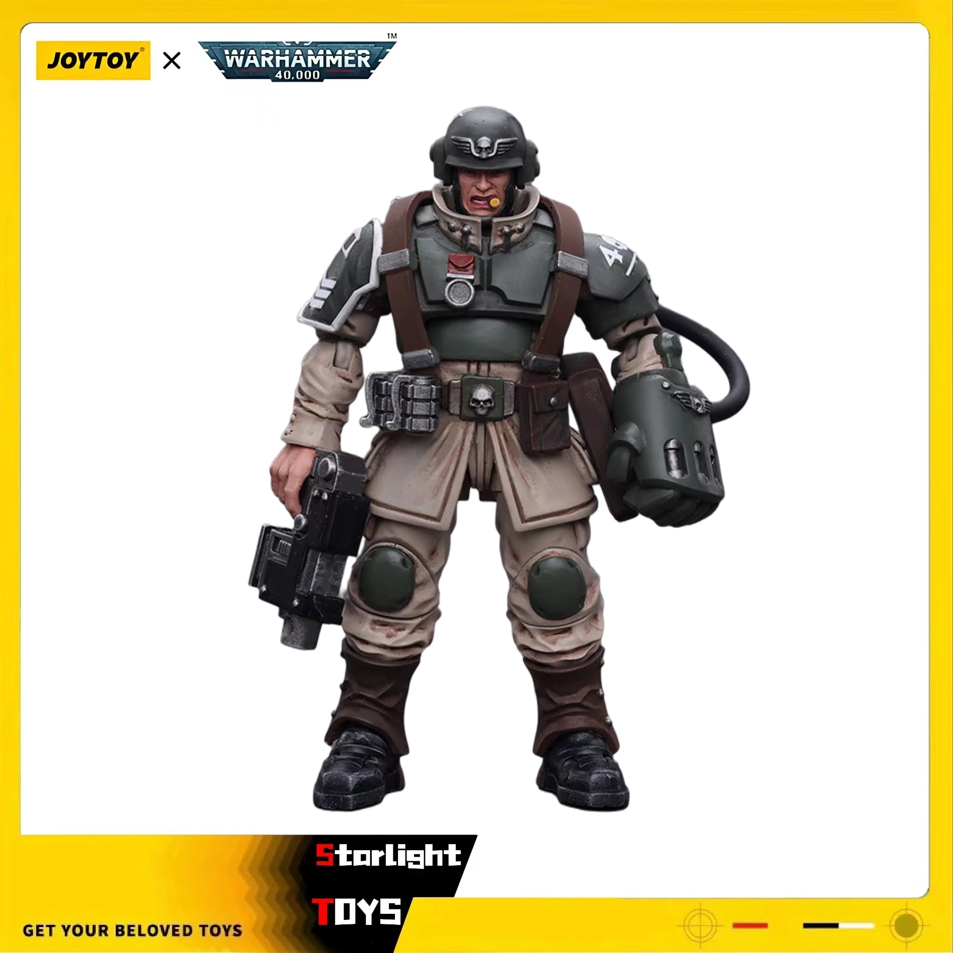 

JOYTOY 1/18 Action Figure Warhammer 40K Astra Militarum Cadian Command Squad Veteran Sergeant with Power Fist Toy Model Gift